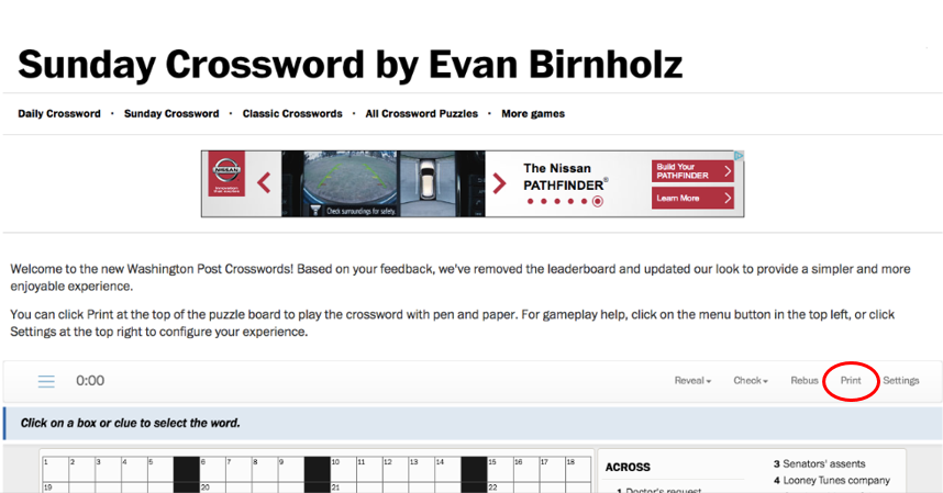 Print online crosswords – The Washington Post