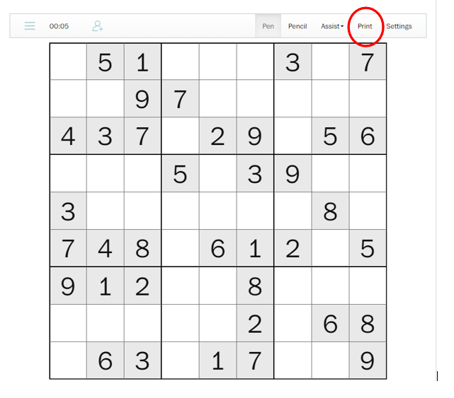 Sudoku – Free Printable